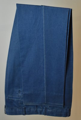 Lot 362 - LORO PIANA; a pair of blue denim 'My Golf'...