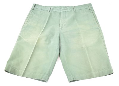 Lot 404 - LORO PIANA; a pair of green cotton shorts,...