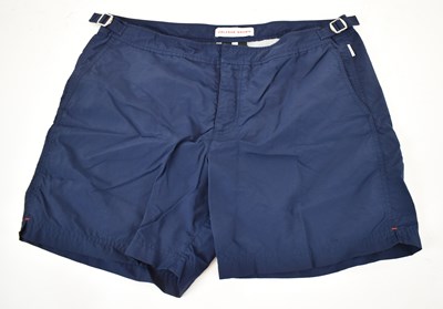 Lot 417 - ORLEBAR BROWN; a pair of navy blue swimming...