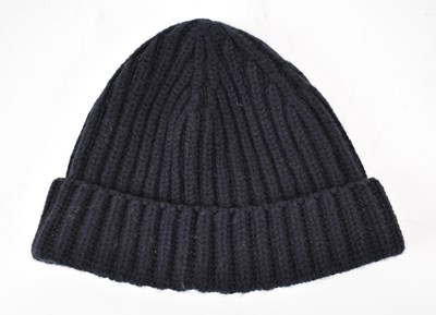 Lot 433 - LORO PIANA; a navy blue 100% cashmere beanie hat.