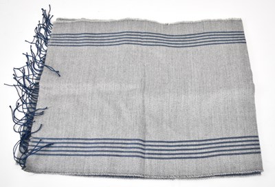 Lot 490 - PRINGLE; a grey 100% cashmere scarf with blue...