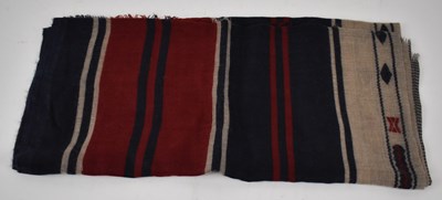 Lot 492 - RUBINACCI; a red, blue and cream 100% cashmere...