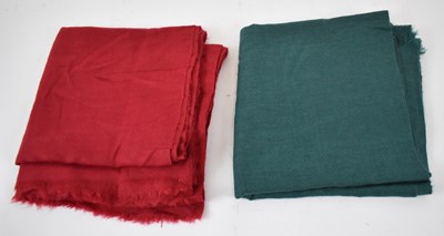 Lot 495 - Two 100% cashmere scarves, one green and one red.