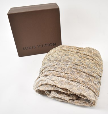 Lot 497 - LOUIS VUITTON; a large brown and tan scarf...