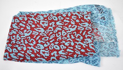 Lot 498 - ARMANI JEANS; a large turquoise and red animal...