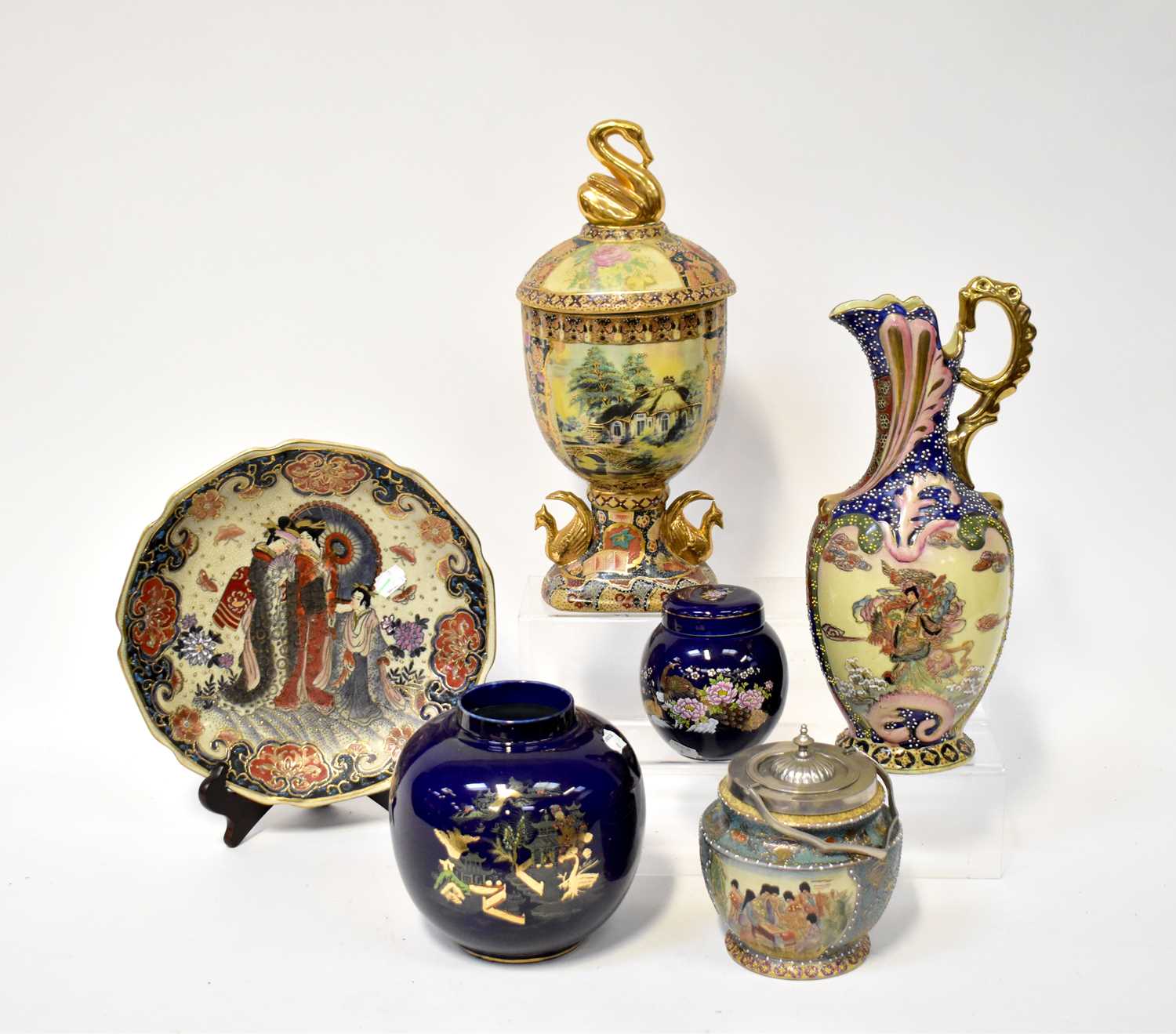 Lot 423 - A group of six Oriental and Oriental inspired ceramics