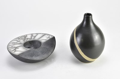 Lot 160 - EMMA JOHNSTONE; a double skinned raku...