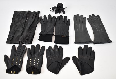 Lot 505 - Five pairs of lady's black leather gloves and...