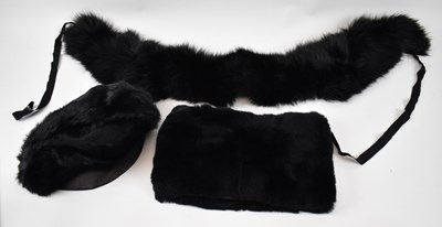 Lot 506 - STEPHEN JONES; a black fur peaked cap, a...