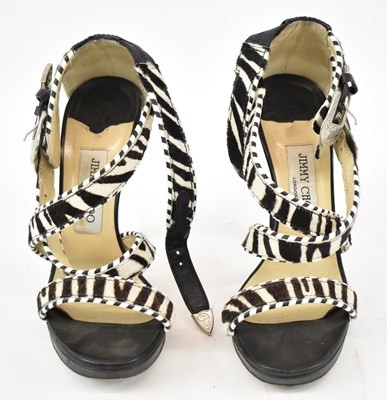 Lot 527 - JIMMY CHOO; a pair of black leather and animal...