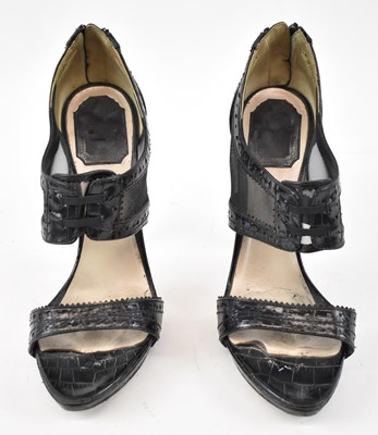 Lot 530 - CHRISTIAN DIOR; a pair of black crocodile skin...