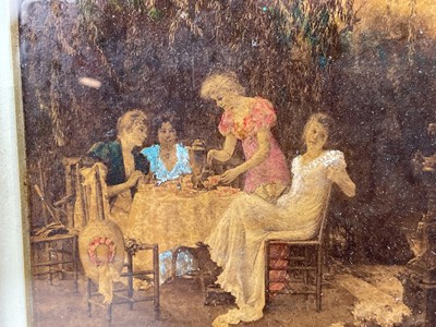 Lot 6325 - Two Edwardian overpainted prints in gilt...