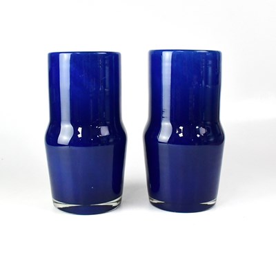 Lot 419 - Two large blue studio glass vases of...