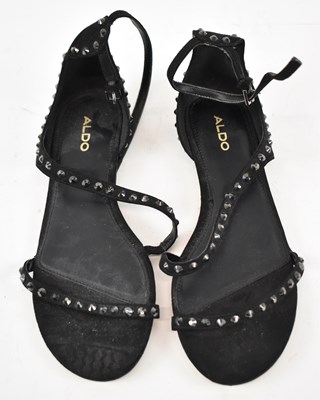 Lot 536 - ALDO; a pair of black suede flat sandals...