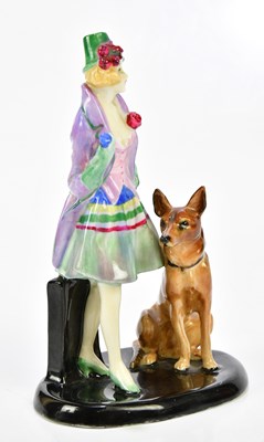 Lot 2207 - ROYAL DOULTON; HN1347, 'Moira With Dog',...