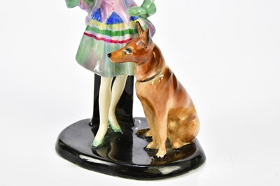 Lot 2207 - ROYAL DOULTON; HN1347, 'Moira With Dog',...