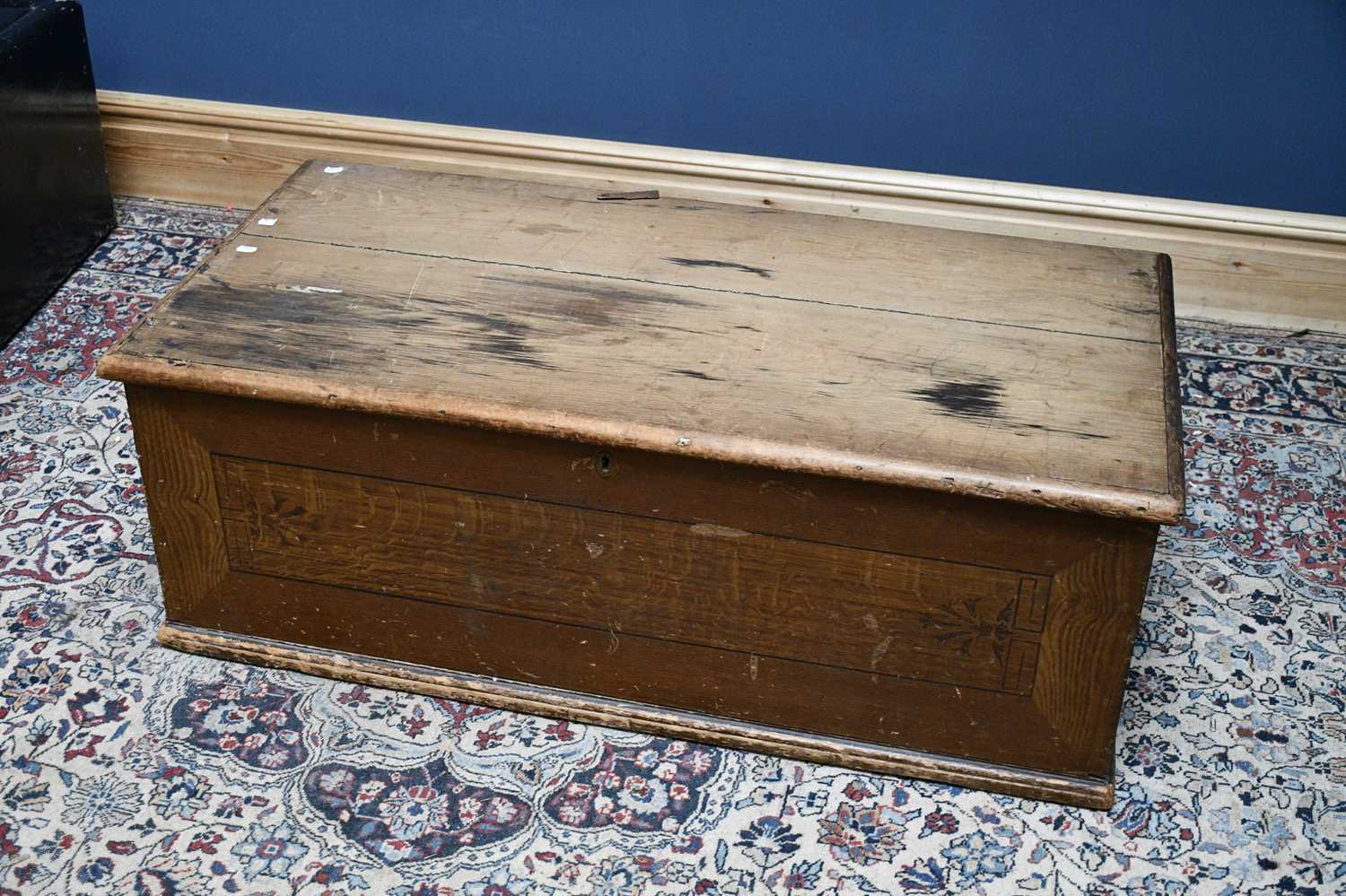 Lot 2386 A large old pine blanket chest, width 125cm,