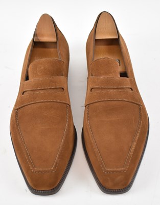 Lot 541 - BERLUTI; a pair of gent's brown suede shoes,...