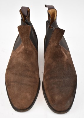 Lot 558 - JOHN LOBB; a pair of brown suede Chelsea boots,...