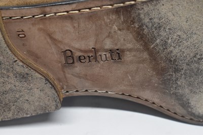 Lot 564 - BERLUTI; a pair of brown suede shoes, size 10.