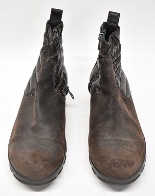 Lot 576 - MONCLERE; a pair of brown suede and padded...