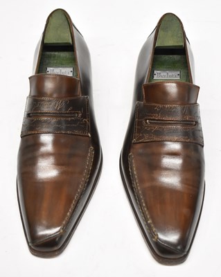 Lot 578 - BERLUTI; a pair of brown leather shoes, size 10.