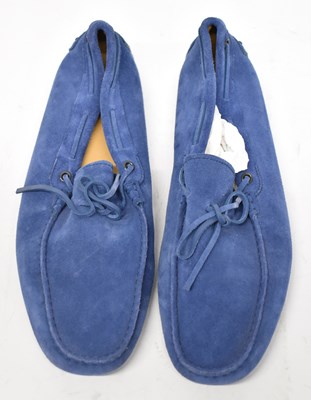 Lot 581 - TODS; a pair of blue suede loafers, size 10.