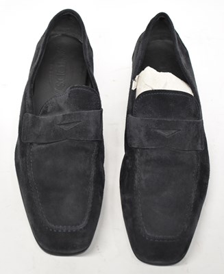 Lot 582 - TODS; a pair of black suede loafers, size 10.