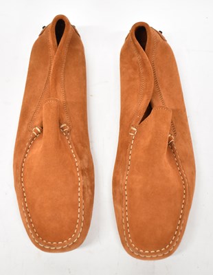 Lot 586 - TODS; a pair of orange suede loafers, size 9.5,...