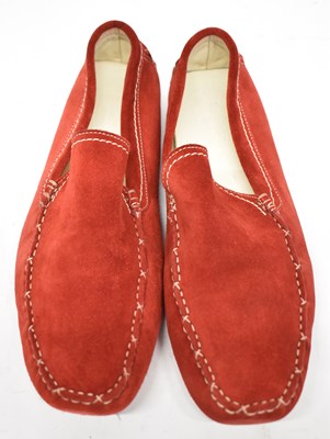 Lot 589 - TODS; a pair of red suede loafers, size 9.5,...