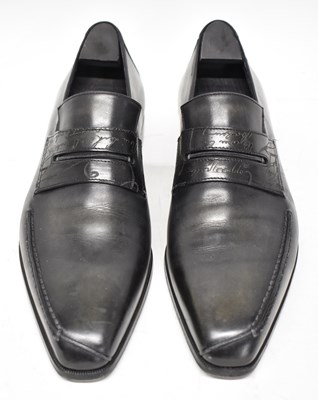 Lot 595 - BERLUTI; a pair of black leather shoes, size 10.