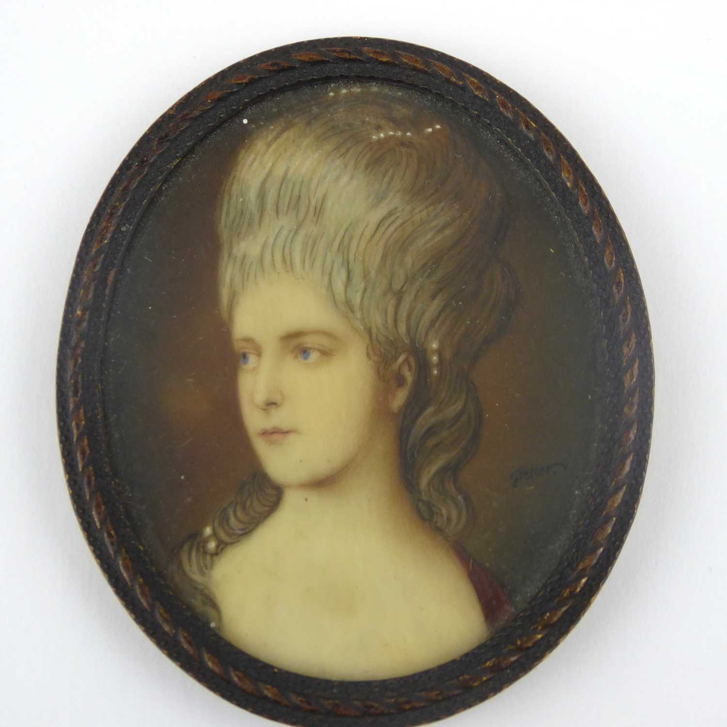 Lot 602 - STELLER; oil on ivory, a 19th century oval...