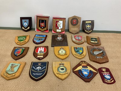 Lot 33 - A collection of wooden shield plaques of rugby,...