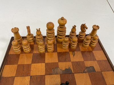 Lot 206 - A vintage wooden chess set, height of king 8cm,...