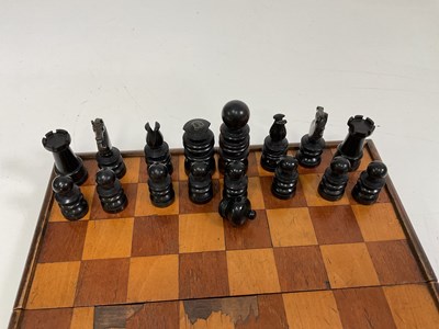 Lot 206 - A vintage wooden chess set, height of king 8cm,...