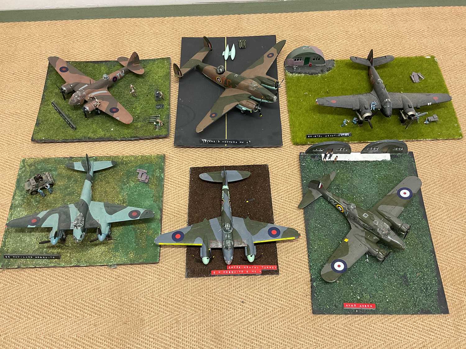 Lot 154 - Six dioramas of WWII British aircraft 1:48 scale.