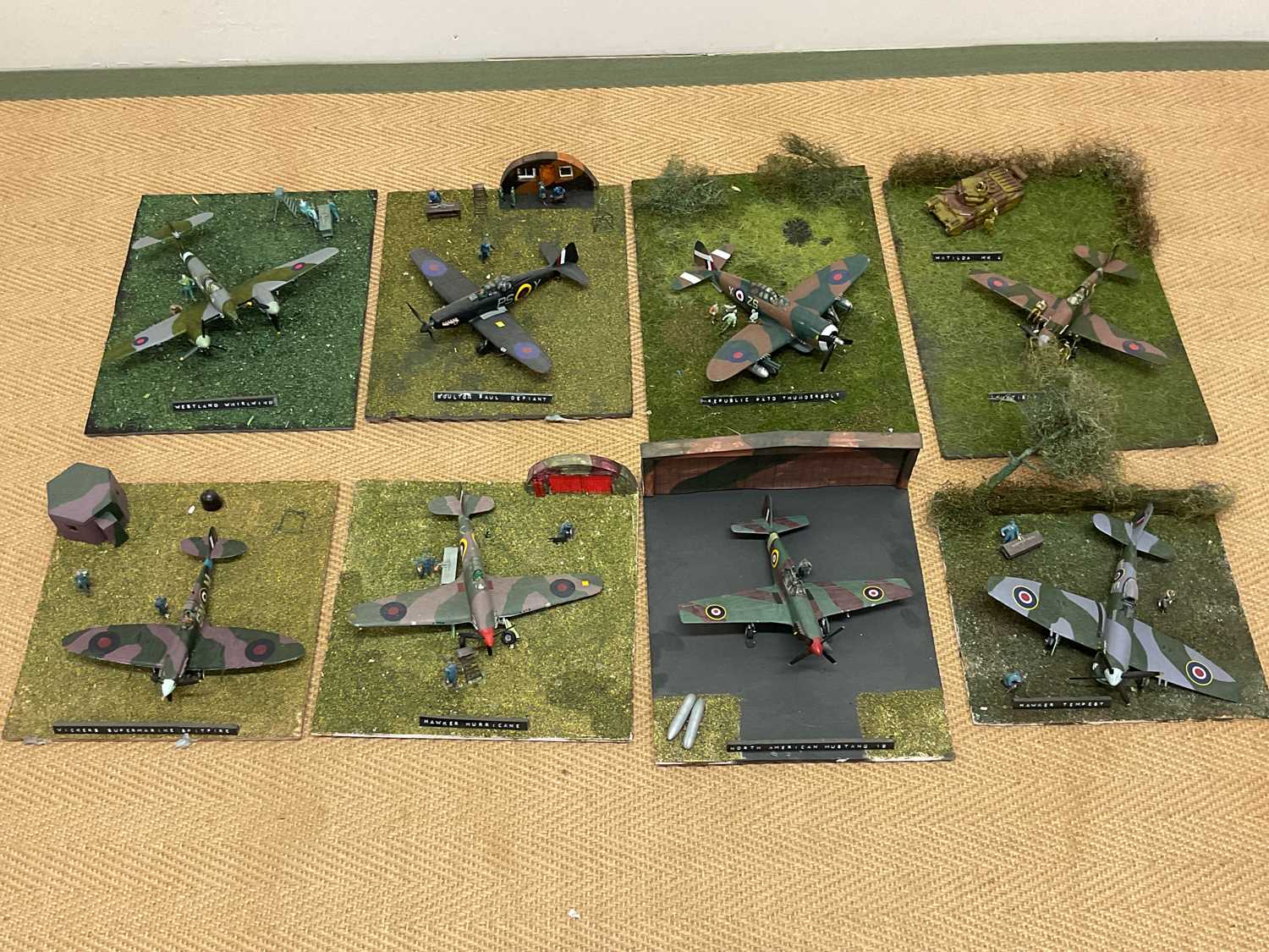 Lot 155 - Eight dioramas of WWII British aircraft 1:48...