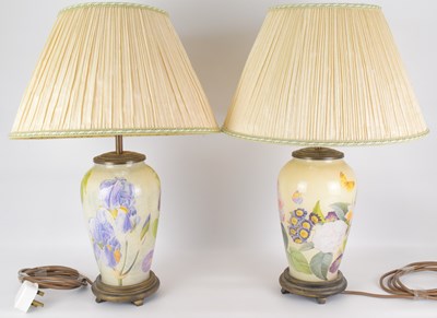 Lot 104 - A pair of modern table lamps, the glass bodies...