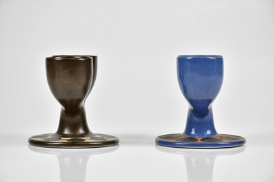 Lot 47 - TROIKA POTTERY; two double egg cups, including...