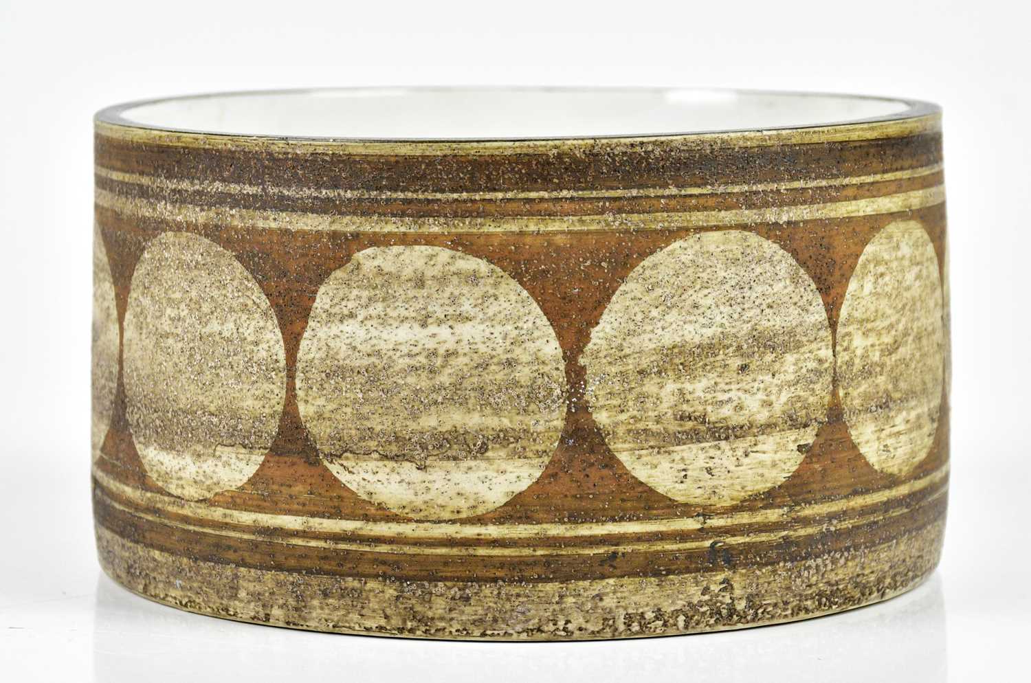 Lot 35 - TROIKA POTTERY; a drum bowl decorated with a...