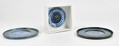 Lot 49 - HONOR CURTIS FOR TROIKA POTTERY; a square dish...