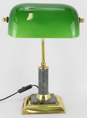 Lot 105 - A modern reproduction desk lamp with green...