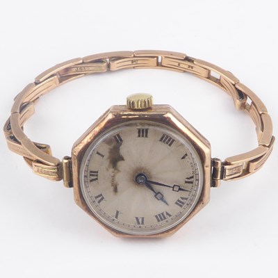 Lot 1066 - ROLEX; a ladies' 9ct gold wristwatch, the...