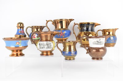 Lot 270 - Nine items of Victorian copper lustre ware, to...