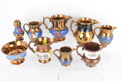 Lot 270 - Nine items of Victorian copper lustre ware, to...