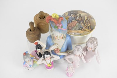 Lot 195 - Seven porcelain half dolls, height of tallest...