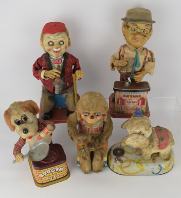 Lot 260 - Five vintage Japanese battery-operated toys,...