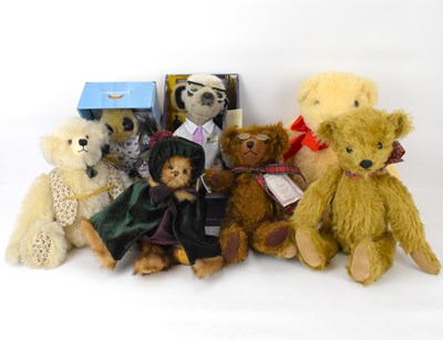 Lot 236 - Seven collectible teddy bears and soft toys,...