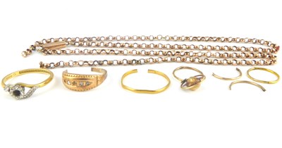 Lot 996 - Various items of broken gold jewellery, to...