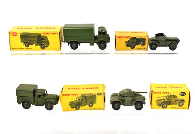 Lot 374 - DINKY; four boxed military vehicles,...